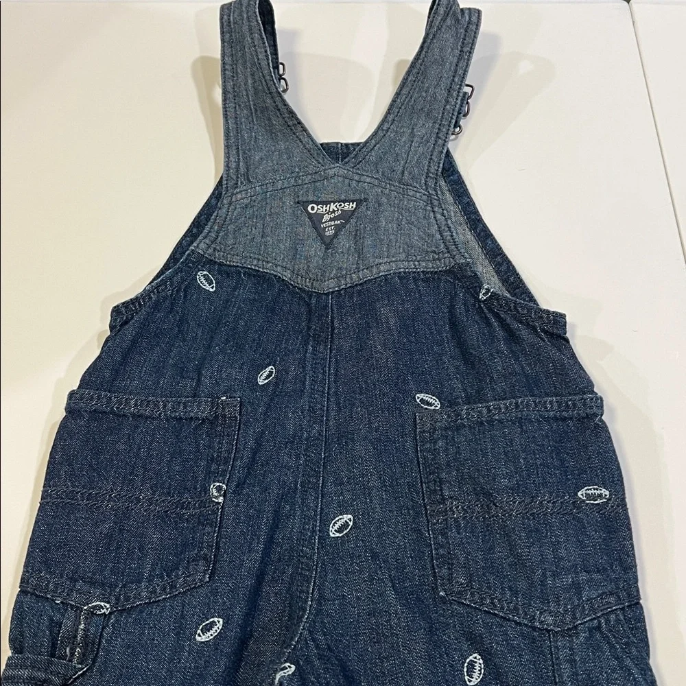 OshKosh B'gosh - Blue Chambray and Denim Overalls, White‎ Embroidery